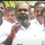 அதிமுக முன்னாள் அமைச்சர் ஆர்.பி. உதயகுமார் செய்தியாளர் சந்திப்பில் பேசுகிறார்