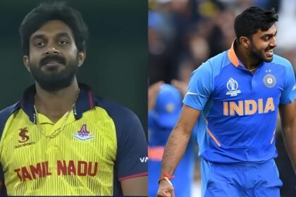 தமிழக கிரிக்கெட் வீரர் விஜய் சங்கர் பேட்டிங் செய்யும் காட்சி