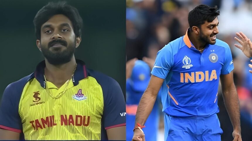 தமிழக கிரிக்கெட் வீரர் விஜய் சங்கர் பேட்டிங் செய்யும் காட்சி