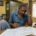 வங்கி அதிகாரி ஒருவர் கடன் விண்ணப்பத்தை ஆய்வு செய்கிறார்