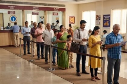 அரசு வங்கியின் ஃபிக்ஸட் டெபாசிட் திட்டம் குறித்த அறிவிப்பு பலகை