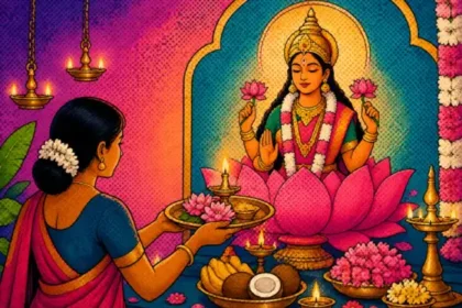 ஆடி வெள்ளி அன்று அம்மன் வழிபாடு செய்யும் பெண்கள்