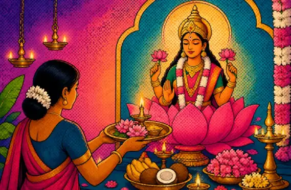 ஆடி வெள்ளி அன்று அம்மன் வழிபாடு செய்யும் பெண்கள்