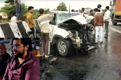 அதிக் அகமதுவின் மகன் அபான் அகமதுவின் கார் விபத்து நடந்த இடம்