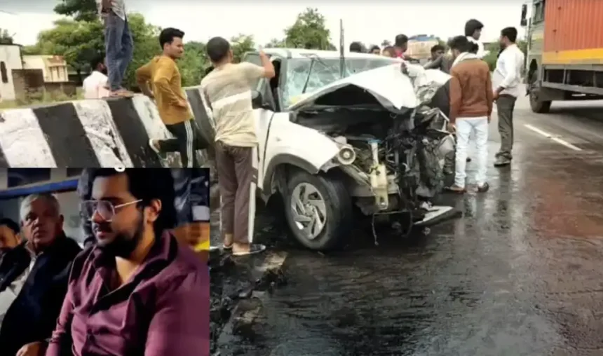 அதிக் அகமதுவின் மகன் அபான் அகமதுவின் கார் விபத்து நடந்த இடம்
