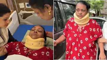 நடிகை ஷகிலா கழுத்தில் கட்டுடன் மருத்துவமனை படுக்கையில் இருக்கும் புகைப்படம்