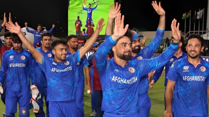ஆப்கானிஸ்தான் கிரிக்கெட் அணி வீரர்கள் உலகக்கோப்பை தகுதி பெற்றதைக் கொண்டாடும் காட்சி
