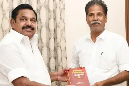 அதிமுக பொதுச் செயலாளர் பழனிசாமியை சந்திக்கும் கோ.விசயராகவன்