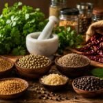 அஞ்சறைப் பெட்டியில் உள்ள பல்வேறு மசாலாப் பொருட்கள்