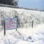 பவானி ஆற்றில் வெள்ளப்பெருக்கு ஏற்பட்டுள்ள காட்சி