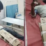 பீகார் அரசு மருத்துவமனையில் அட்டைப்பெட்டியால் கட்டுப்போடப்பட்ட இளைஞர்