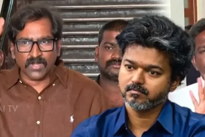 உழைப்போர் உரிமை இயக்கத்தின் தலைவர் பாரதி செய்தியாளர்களைச் சந்திக்கும் காட்சி