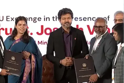தமிழ்நாடு முதலமைச்சர் திரு. ச. ஜோசப் விஜய் முதலீட்டாளர்கள் மாநாட்டில் உரையாற்றுகிறார்