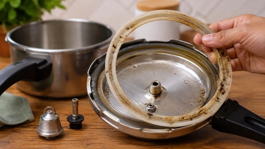 பிரஷர் குக்கரின் மூடி மற்றும் ரப்பர் கேஸ்கட்