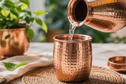 செம்புப் பாத்திரத்தில் தண்ணீர் ஊற்றும் கை