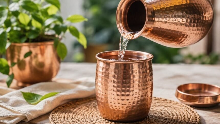 செம்புப் பாத்திரத்தில் தண்ணீர் ஊற்றும் கை