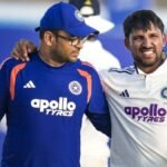 இந்திய கிரிக்கெட் வீரர் துருவ் ஜூரல் கேட்ச் பிடிப்பது