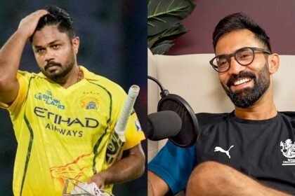 தினேஷ் கார்த்திக் மற்றும் மேத்யூ ஹெய்டன் கிரிக்கெட் மைதானத்தில் இருப்பது போன்ற படம்