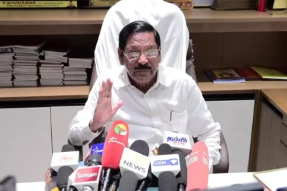 திமுக அமைப்புச் செயலாளர் ஆர்.எஸ்.பாரதி செய்தியாளர்களைச் சந்திக்கிறார்