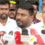 பள்ளிக்கல்வித்துறை அமைச்சர் ராஜ்மோகன் கண்டனம் தெரிவிக்கும் காட்சி