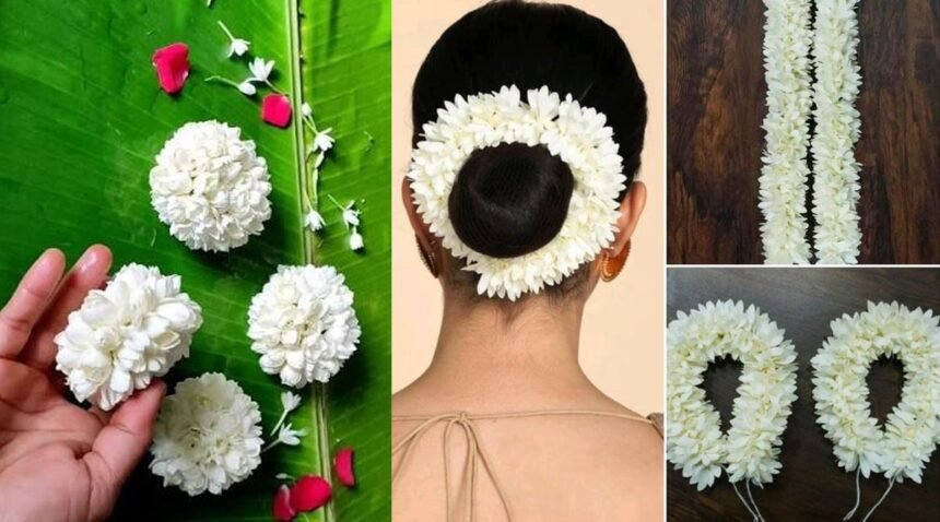 அழகாக கட்டப்பட்ட பன் மல்லி பூக்கள்