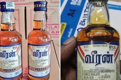 டாஸ்மாக் மதுபான கடையில் மதுபானங்கள் காட்சிப்படுத்தப்பட்டுள்ளன.