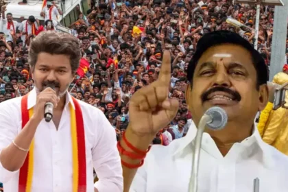 அதிமுக பொதுச்செயலாளர் எடப்பாடி பழனிசாமி செய்தியாளர்களை சந்திக்கும் காட்சி