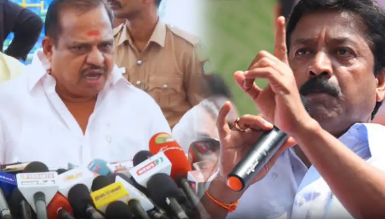 முன்னாள் அமைச்சர் அக்ரி கிருஷ்ணமூர்த்தி செய்தியாளர்களிடம் பேசுகிறார்