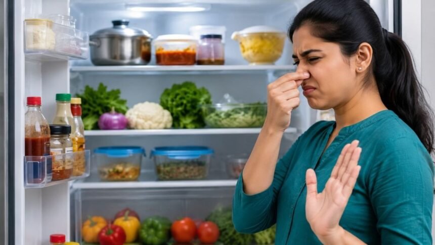 ஃப்ரிட்ஜில் பேக்கிங் சோடா கிண்ணம் வைக்கப்பட்டிருக்கும் காட்சி