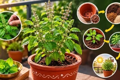 வீட்டில் வளர்க்கப்படும் துளசி செடி