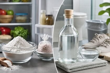 பேக்கிங் சோடா மற்றும் வினிகர் பாட்டில்கள்