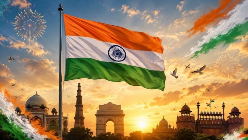 சுதந்திர தின வாழ்த்துச் செய்திகள் பகிரப்படும் காட்சி