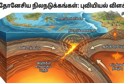 இந்தோனேசியாவின் நிலப்பரப்பு அல்லது பூமித் தட்டுகளின் வரைபடம்