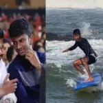 இன்பநிதி சர்பிங் செய்யும் புகைப்படம்