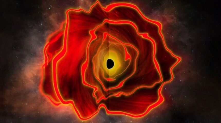ஜேம்ஸ் வெப் தொலைநோக்கி மூலம் கண்டறியப்பட்ட கருந்துளை விண்மீனின் கற்பனைப் படம்