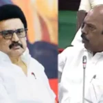 முன்னாள் அமைச்சர் எ.வ.வேலு செய்தியாளர்களை சந்திக்கும் காட்சி