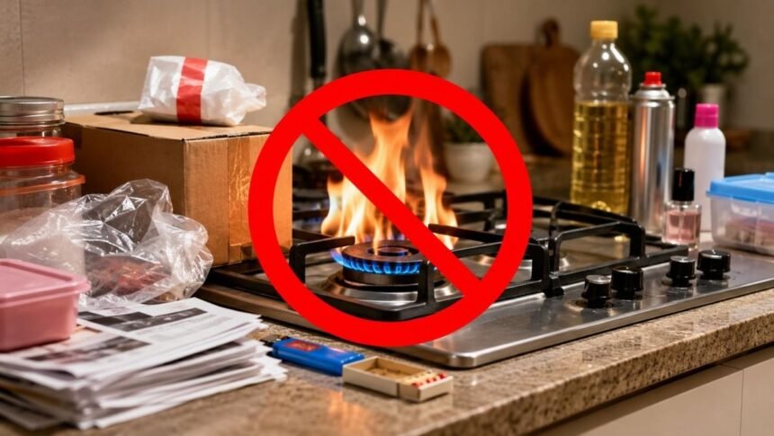 சமையலறையில் கேஸ் அடுப்பு அருகில் பாதுகாப்பு நடவடிக்கைகள்