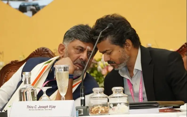 கர்நாடக முதல்வர் டி.கே.சிவகுமார் தென் மாநில முதலமைச்சர்கள் மாநாட்டில் உரையாற்றுகிறார்