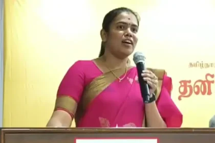 அமைச்சர் கீர்த்தனா விருதுநகரில் நடைபெற்ற நிகழ்ச்சியில் பேசுகிறார்