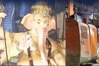 மும்பையில் சரிந்து விழுந்த விநாயகர் சிலை