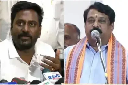 அமைச்சர் ராஜ்மோகன் செய்தியாளர்களை சந்திக்கும் காட்சி