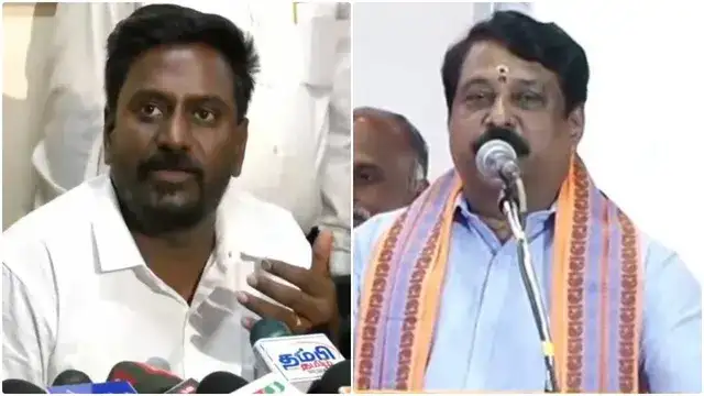 அமைச்சர் ராஜ்மோகன் செய்தியாளர்களை சந்திக்கும் காட்சி