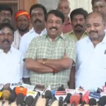 பாஜக மாநில தலைவர் நயினார் நாகேந்திரன் விளக்கம் அளிக்கும் காட்சி