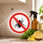 வீட்டில் சிலந்தி வலைகளை சுத்தம் செய்யும் ஒரு பெண்