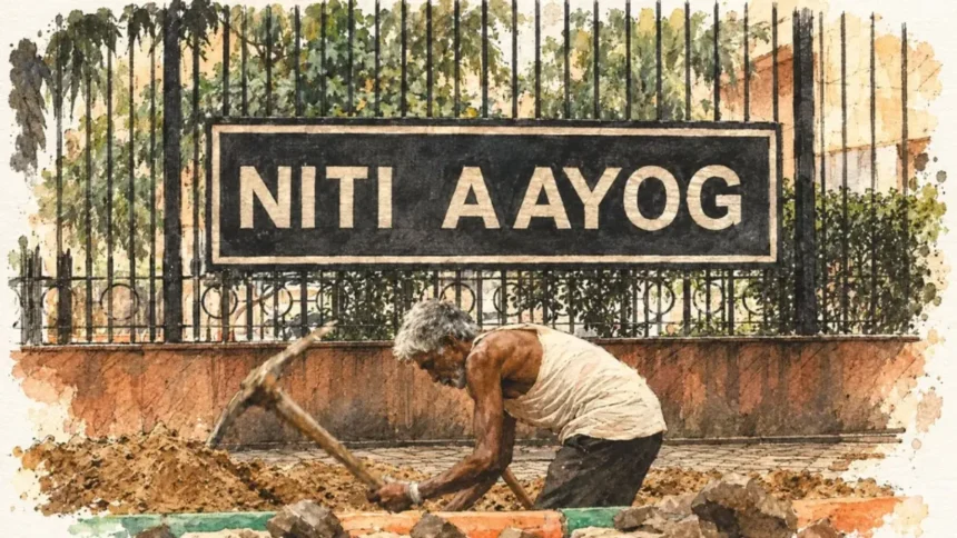 நிதி ஆயோக் அலுவலகம் அல்லது நிதி ஆயோக் தொடர்பான கூட்டத்தின் படம்