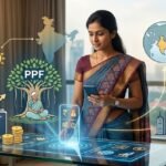 பொது வருங்கால வைப்பு நிதி (PPF) திட்டத்தின் லோகோ அல்லது அது தொடர்பான விளக்கப்படம்