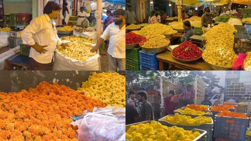 கோவை பூ மார்க்கெட்டில் ஓணம் பண்டிகைக்காக பூக்கள் விற்பனை