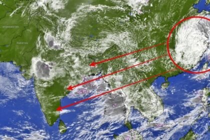 பசிபிக் பெருங்கடலில் உருவாகும் புயல் மற்றும் மழை மேகங்கள்