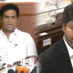 முன்னாள் அமைச்சர் டி.ஆர்.பி.ராஜா செய்தியாளர்களிடம் பேசுகிறார்