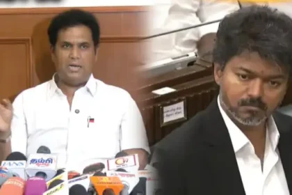 முன்னாள் அமைச்சர் டி.ஆர்.பி.ராஜா செய்தியாளர்களிடம் பேசுகிறார்